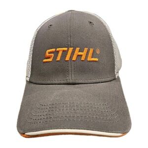 Stihl Outfitters Apparel Hat Cap  Never Worn Embroidered Logo Grey Gray Orange